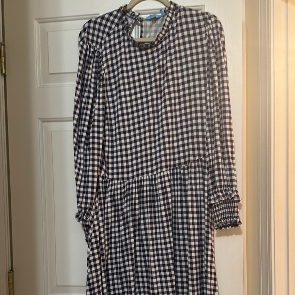 Draper James Navy  and White Gingham Dress